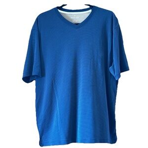 Burma Bibas Men’s Large Navy Blue Short Sleeve V Neck Shirt  Soft Texture